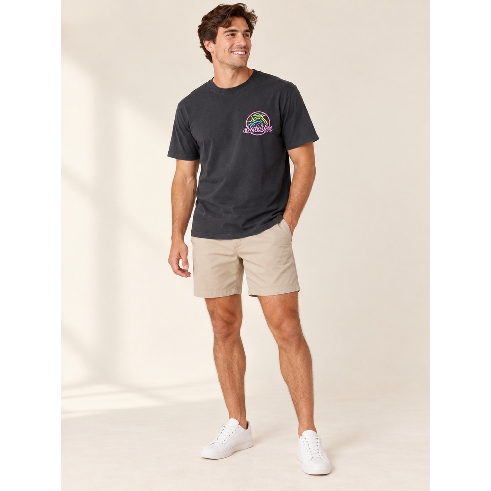Chubbies Mens Black Neon Palm Tree Graphic T-Shirt Size Medium A52